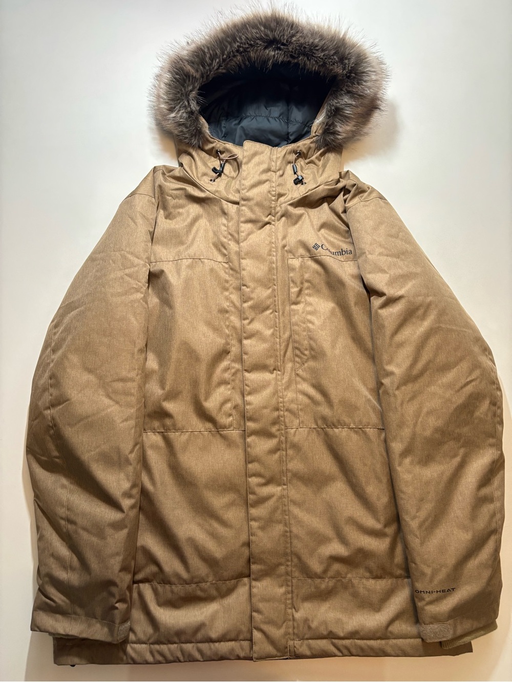 Columbia Men’s Brown Insulated Parka jacket with Faux Fur Hood